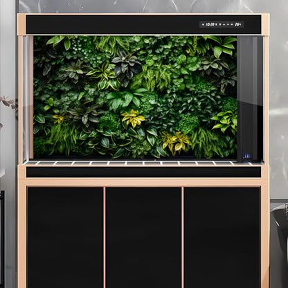 Vertical Garden Aquarium Background Lush Green Tropical Leaves Terrarium Background Living Wall Tropical Green Plants Fish Tank Background Natural Green Leaves Reptile Habitat Background 24x12in - color: Grass Green, size: 24(W)x12(H)in