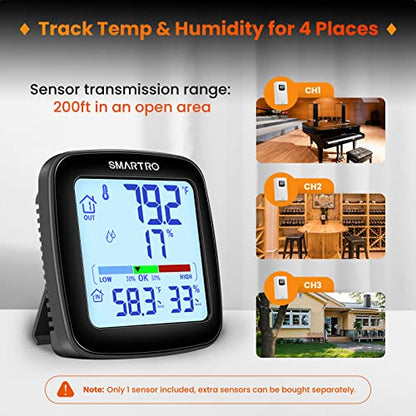 SC92 Professional Digital Wireless Indoor Outdoor Thermometer | Hygrometer Room Humidity Gauge Temperature and Humidity Meter Pro Accuracy Calibration