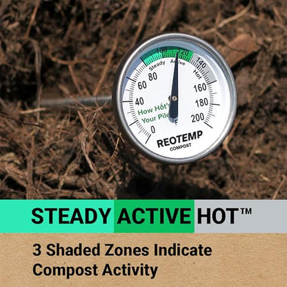 16 Inch Fahrenheit Backyard Compost Thermometer with Digital Composting Guide
