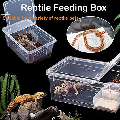 2 Pack Reptile Box Escape-Proof Breeding House Portable Reptile Terrarium Habitat for Reptile Crickets Snails Hermit Crabs Baby Tortoise Snakes Tarantulas Geckos Frogs Lizards (S and L)