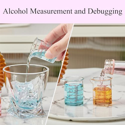 High Borosilicate Glass Measuring Cup-V-Shaped Spout，Glass Measuring Beaker for Kitchen or Restaurant, Easy to Read, 30 ML (1 Oz)-Pack of 2 - size: 30ml (1oz) - Pack of 2