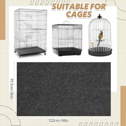 Nuanchu Large Bird Cage Mat, 48 x 36 Inch Under Pet Cage Mat, Absorbent/Waterproof Felt Pad for Bird Cages, Reptile Aquariums, Dog Kennels, with Non-Slip Backing for Hard Floors and Surfaces - size: 48"L x 36"W