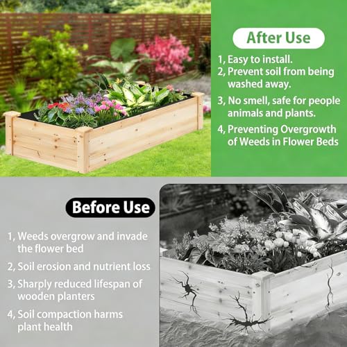 63x114 inch Raised Garden Bed Liner, Non Woven Fabric Liner for Large Veg Trough, Backyard, Patio, Balcony with Bed Liner ，Cuttable Plant Liner with Soil Containment & Water Drainage