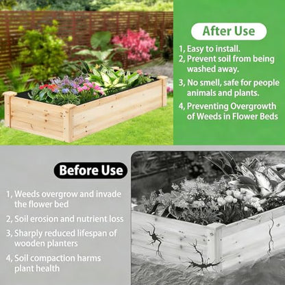 63x114 inch Raised Garden Bed Liner, Non Woven Fabric Liner for Large Veg Trough, Backyard, Patio, Balcony with Bed Liner ，Cuttable Plant Liner with Soil Containment & Water Drainage