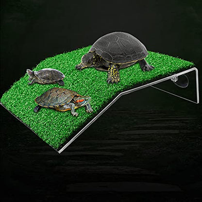 DoubleWood Lawn Turtle Basking Platform Turtle Resting Basking Platform, Simulation Grass Turtle Ramp for Turtle Tank, for Small Reptile Frog Terrapin (Large) - size: Large