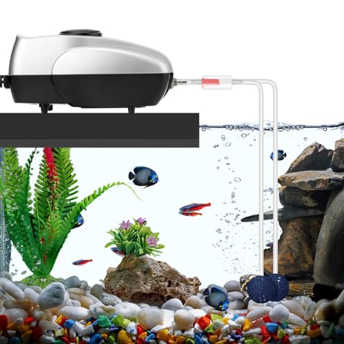 AquaMiracle Aquarium Air Pump Fish Tank Bubbler Aerator, All-in-One Fish Tank Air Pump Kit, Quiet Aquarium Bubbler - style: For 20-80 Gallon Aquariums