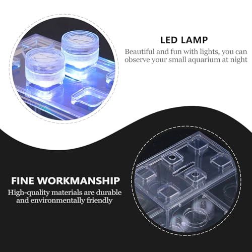 Tofficu Small Desk Aquarium Kit with LED Light, Mini Desktop Terrarium Fish Tank for Freshwater, Creative Micro Aquatic Ecosystem Starter Bowl