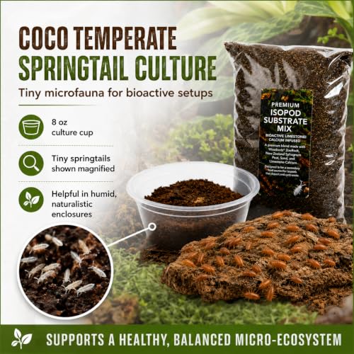 Bioactive Starter Kit | 30 Powder Orange Isopods | 8 oz Coco Temperate Springtail Culture | 2 qt Premium Isopod Substrate Mix