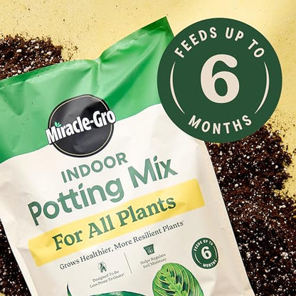 Miracle-Gro Indoor Potting Mix for All Plants, 6 qt., 2-Pack | Use with Houseplants and More, Feeds for up to 6 Months - size: 6 qt (2-Pack), style: 6 QT