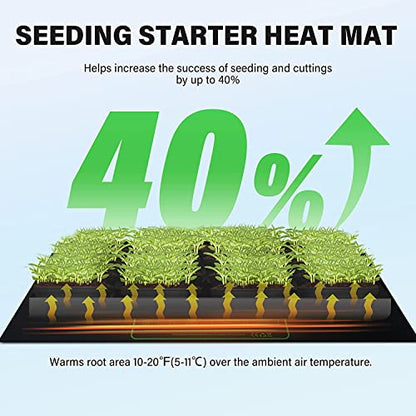 iPower GLHTMTCTRLHTMTL 48" x 20" Warm Hydroponic Seedling Heat Mat and Digital Thermostat Control Combo Set for Plant Germination, Black - size: 48" x 20", style: with Controller