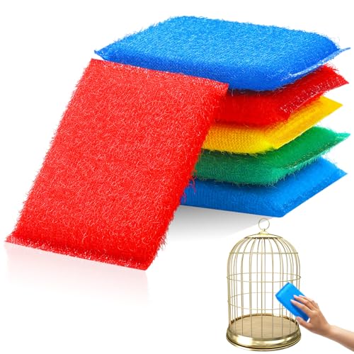 6 Pack Pet Cleaning Supplies Cage Saver Scrub Pad for Bird Rabbit Parakeet Guinea Pig Cleaning Cage Aquarium