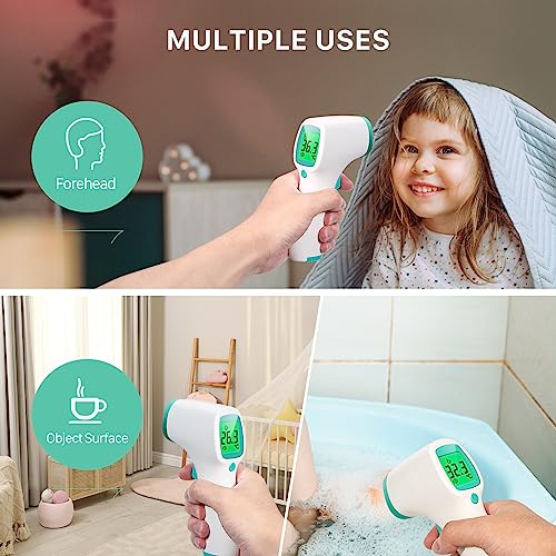 Non Contact Forehead Thermometer for Adults and Kids, Digital No-Touch Infrared Thermometer Temperature Gun for Baby ，3 Color Fever Alarm Accurate Reading 1s Fast Accurate Reading