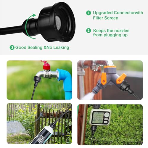 Misters System for Outside Patio,100 FT (30M) DIY Misting Cooling System+30 Brass Mist Nozzles+2 PE Adapters 3/4"+2 Tee Adapters+2 90 Degree Elbows,Garden Watering System for Greenhouse