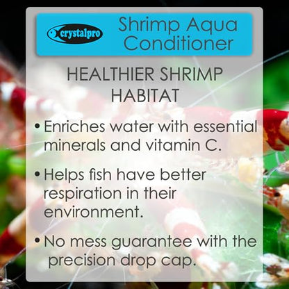 Crystalpro Shrimp Aqua Conditioner Treats 1250 Gallons - Concentrated Water Conditioner Neutralizes Chlorine and Ammonia (4.2 Oz-125 ml) for Freshwater Invertebrate Tanks – Caridina & Neocaridina