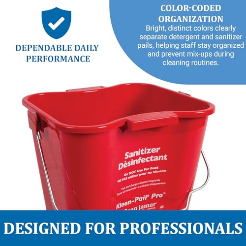 San Jamar Kleen-Pail Pro, Bucket with Handle for Cleaning Products in Commercial and Home Setting, 6 Qts, 1 Count, Red - size: 6 Quarts