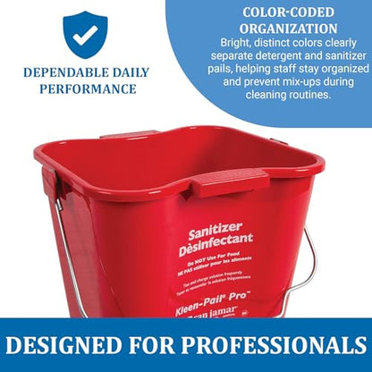 San Jamar Kleen-Pail Pro, Bucket with Handle for Cleaning Products in Commercial and Home Setting, 6 Qts, 1 Count, Red - size: 6 Quarts