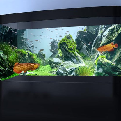 Marine Aquarium Background, Sea Rock Green Landscape Fish Tank Background, Nature Photo Terrarium Background 72X18IN with 8 EVA Double-Sided Tape - size: 72X18in/180X45cm