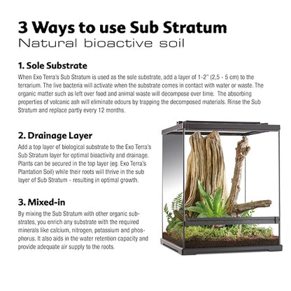 Exo Terra Sub Stratum, Offers Correct Moisture Levels 8.8 lb | Bioactive Volcanic Substrate for Reptile Terrariums, Eliminates Odor - size: 8.8 lb