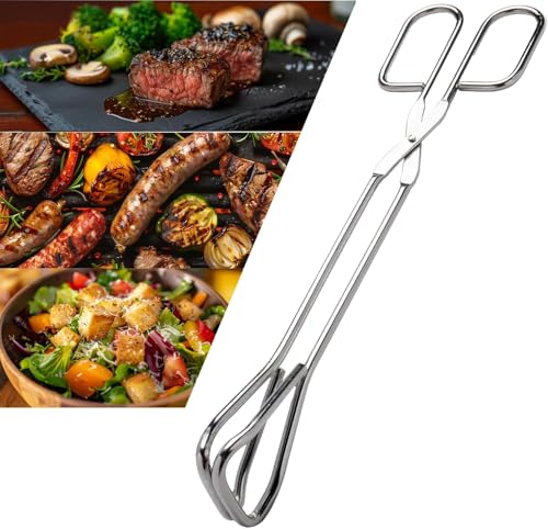 Hiash 11" Heavy Duty Stainless Steel Kitchen Scissor Tongs with Comfortable Ergonomic Grip, Heat Resistant Tongs for Cooking & BBQ, Set of 2 - size: 11 Inch (Set of 2)