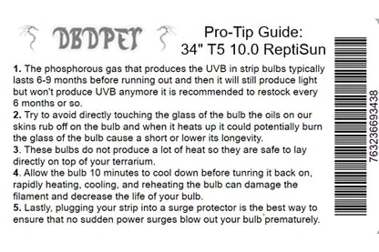 Zoomed Reptisun 34" 10.0 T5HO UV-B Bulb - Includes Attached Pro-Tip Guide - Great for Bearded Dragons, and Chameleons