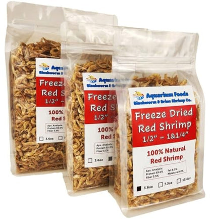 Red Shrimp, 1/2" to 1&1/4" Floating Freeze Dried Red Shrimp for All Tropical Fish, Cichlids, Catfish, Marines, Pond Fish, Turtles, Hamsters, Reptiles…3.6oz Clear Bag - size: 3.6 Ounce (Pack of 1)