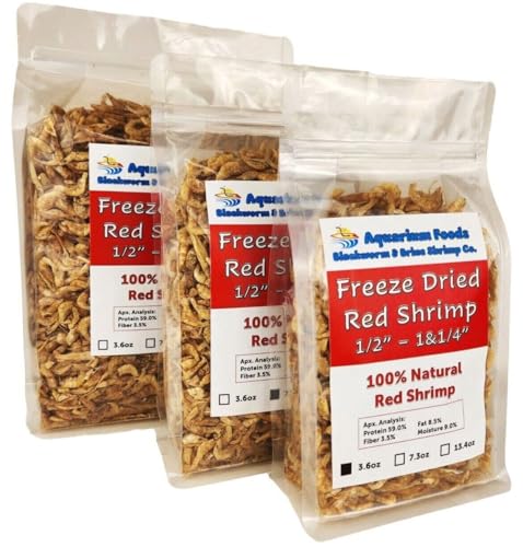Red Shrimp, 1/2" to 1&1/4" Floating Freeze Dried Red Shrimp for All Tropical Fish, Cichlids, Catfish, Marines, Pond Fish, Turtles, Hamsters, Reptiles…7.3oz Clear Bag - size: 7.3 Ounce (Pack of 1)