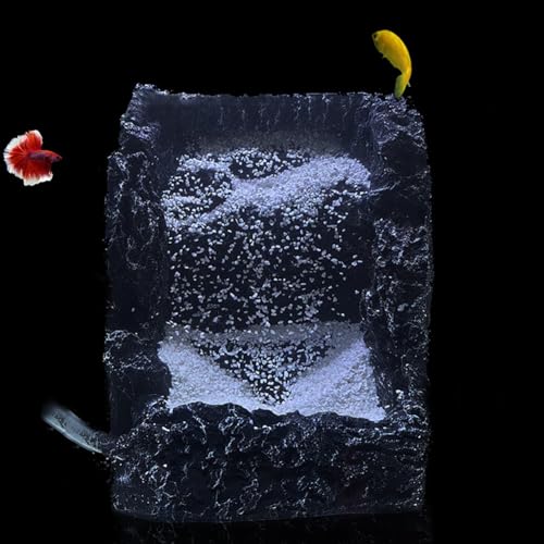 Fish Tank Decoration Rockery, Aquarium Mountain View Stone with Underwater Sand, Small Fish Tank Rockery Cave Waterfall, Resin Rockery Decor, Landscape Ornament Decorations Medium