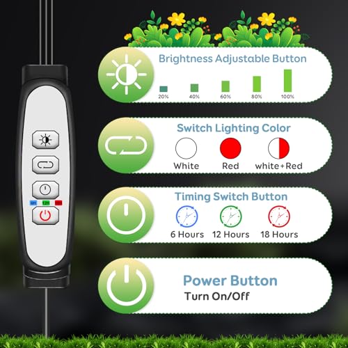 SDOVUERC Tri-Heads Grow Lights for Indoor Plants, Full Spectrum Plant Lights for Indoor Growing with Adjustable 360° Gooseneck, 6/12/18H Timer & Dimming for Seedlings(Pack 2) - size: 3 Heads(Pack 2)