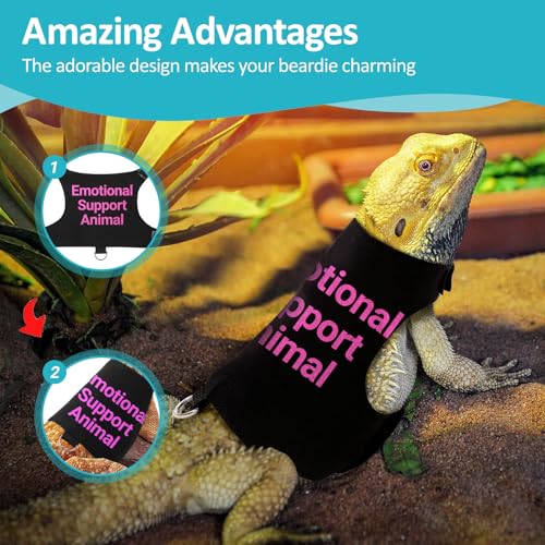 Bearded Dragon Lizards Clothes with Leash Set - Cute Lizard Reptile Small Animal Adjustable Harness Clothes for Walking Outdoor Security Costume Photo Prop(Pink - color: Pink