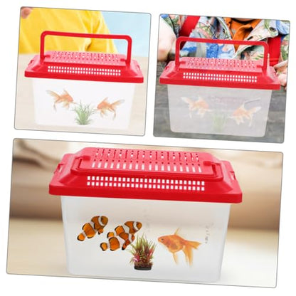 Portable Transparent Turtle Feeding Box Lightweight Leakproof Aquatic Habitat for Reptiles and Crabs Travel Container for Outdoor Adventures and Pet Observation