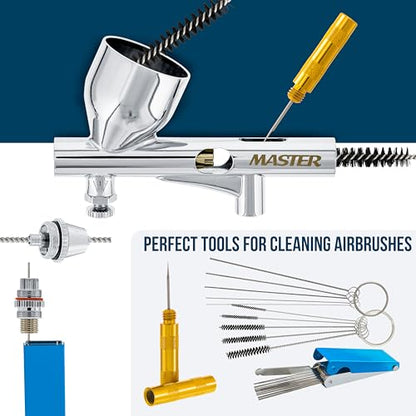 Master Airbrush Multi-Purpose Air Brush Kit with Air Compressor - G444 Airbrush, TC-326T Dual Fan Tank Compressor, 3 Needle Nozzle Tips, 12 Createx Wicked Acrylic Paints and Airbrush Cleaning Kit - size: G444 Airbrush Kit