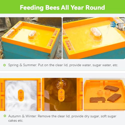 Bee Feeder Top Feeder for Langstroth 10 Frame Hive, 6-Channel 1.2 Gallon Beekeeping Feeder for Wet and Dry Feeding, for Backyard, Apiary or Commercial Hives, Bee Watering Station - size: 1 pcs