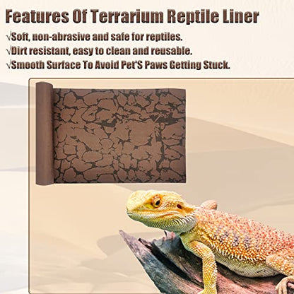 Tfwadmx Reptile Carpet Sand Mat for Bearded Dragon Terrarium Substrate Liner Brown Leopard Gecko Tank Accessories Lizard Bedding Mats for Tortoise Turtle Snake Chameleon with Tweezers 12x20In (2 Pcs) - size: S:11.8"x19.7" (2Pcs)