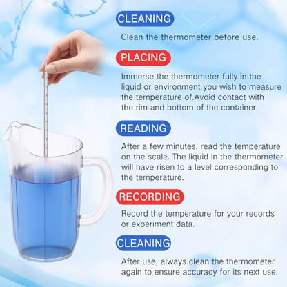 Relaxweex General Purpose Lab Thermometer 12 Inch Total Immersion Glass Liquid in Glass Thermometer for Laboratories Universities Food and Beverage Processing Clear(0 to 230 ℉) - style: 0 to 230 ℉