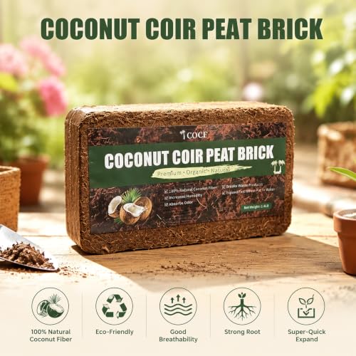 Coco Coir Brick - Low EC & pH Balanced, Compressed Organic Coconut Fiber Potting Mix for Indoor Outdoor Plants, Seed Starting, Hydroponics & Reptile Bedding(8.4lb) - size: 6Pcs