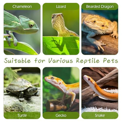 kathson Bearded Dragon Hammock Reptile Hideout Wooden Bridge Jungle Climber Vines Flexible Reptile Leaves with Suction Cups Reptile Habitat Decor for Chameleon, Lizards, Gecko, Snakes Climbing Hiding