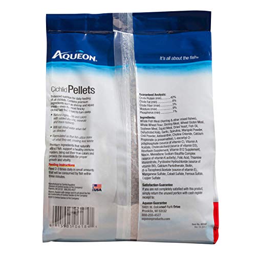 Aqueon Cichlid Slow Sinking Fish Food Pellets, Medium Size, 25 Ounce - size: 1.56 Pound (Pack of 1), style: Medium 25 Ounces