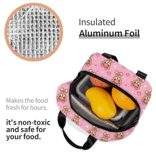 Unisex Bear Bow Print Insulated Cooler Lunch Bag | Cute Bear Bow Pink, Waterproof Leakproof Lunch Tote, Multi-Use Portable Cooler for Outdoor Scenarios - color: Pattern (849)