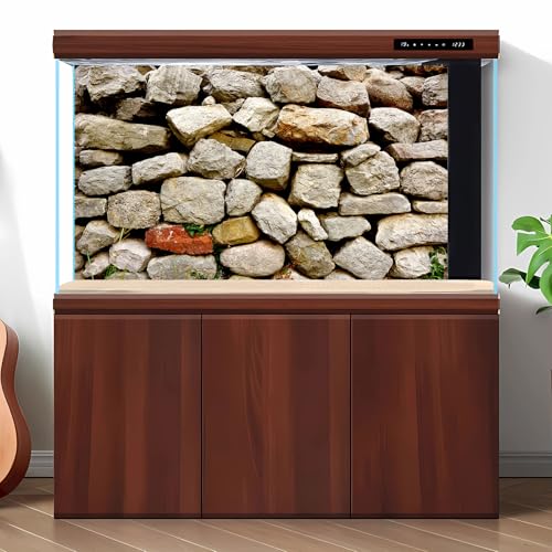 Stone Aquarium Background Natural Rock Fish Tank Background Rocky Glass Terrarium Background Stone Wall with Sunray Aquarium Background Stone Rock Reptile Habitat Background Poster 24x12in - color: Rock Gray, size: 24(W)x12(H)inches/ 60(W)*30cm(H)