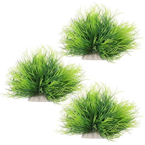 3 Pack Aquarium Plants, Realistic Plastic Fish Tank Plants Green Artificial Aquarium Decor Fish Tank Decorations for Aquascaping Reptile Terrariums