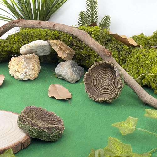 Mygeromon Reptile Water Dish Hermit Crab Food Bowl Small for Tank Feeding | 2 Pack, Resin