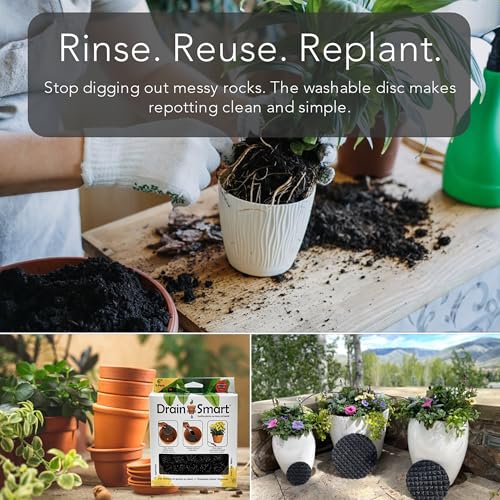 3D Mesh Planter Pot Drainage Insert Disc – Made in USA – Keeps Soil in, Lets Water Drain Out – Cleaner, Lighter Alternative to Gravel for Indoor & Outdoor Planters (9" – 2 Pack) - size: 9" – 2 Pack