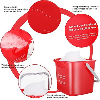 Lallisa 12 Pcs 3 Quart Cleaning Bucket Small Sanitizing Square Bucket Detergent Pail for Home Office Commercial Restaurant Kitchen Bathroom School (Red Green) - color: Red Green