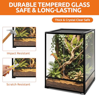 67 Gallon Tempered Glass Reptile Tank, 24" x 18" x 36" Reptile Terrarium,Reptile Enclosure with Front Opening Sliding Double Doors, Top Ventilation, Removable Door Easy to Feed and Clean - size: 24" x 18" x 36"