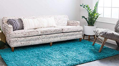 Unique Loom Solid Shag Collection Area Rug (2' 2" x 3' 1" Rectangle, Deep Aqua Blue) - color: Deep Aqua Blue, size: 2'2" x 3'1" (Rectangular)