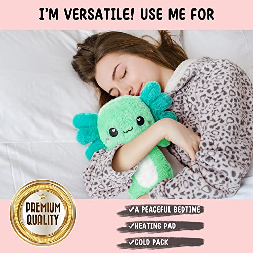 Axolotl Microwavable Unscented Heating Pad for Women and Kids- Cute Soft Cozy Pillow Plush Heatable Warm Stuffed Animals - Kawaii Hot and Cold Plushie Food Toy - Axolotl Gifts for Girls and Boys Mint - style: Mint Axolotl