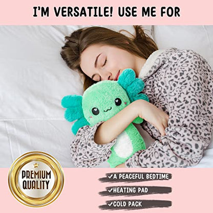 Axolotl Microwavable Unscented Heating Pad for Women and Kids- Cute Soft Cozy Pillow Plush Heatable Warm Stuffed Animals - Kawaii Hot and Cold Plushie Food Toy - Axolotl Gifts for Girls and Boys Mint - style: Mint Axolotl