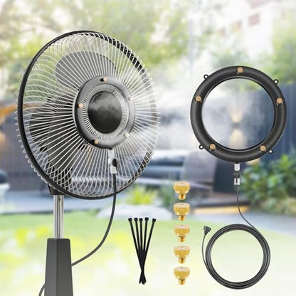 Fan Misting Kit. Fan Misters for Cooling Outdoor | Integrated Mister Ring for Outside with Water Valve. Fit for Any Outdoor Fan. Durable, Seamless Fan Mister not Easy to Leak - size: 20FT