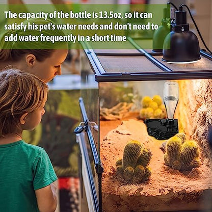 Mumufy Reptile Water Feeder, 2 Pack, Automatic Water Dispenser, 13.5Oz, for Bearded Dragon, Terrarium, Turtle, Geckos, Frog - color: black, clear