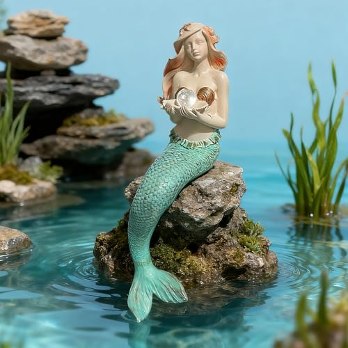 Teaeeno Unique Mermaid Fish Tank Decorations,Mermaid Statue Aquarium Decor | Charming Mermaid Decor Statue, Resin Aquarium Décor Thematic Ornaments for Home, Perfect Gifts for Fish Tank Lovers - style: Contemporary